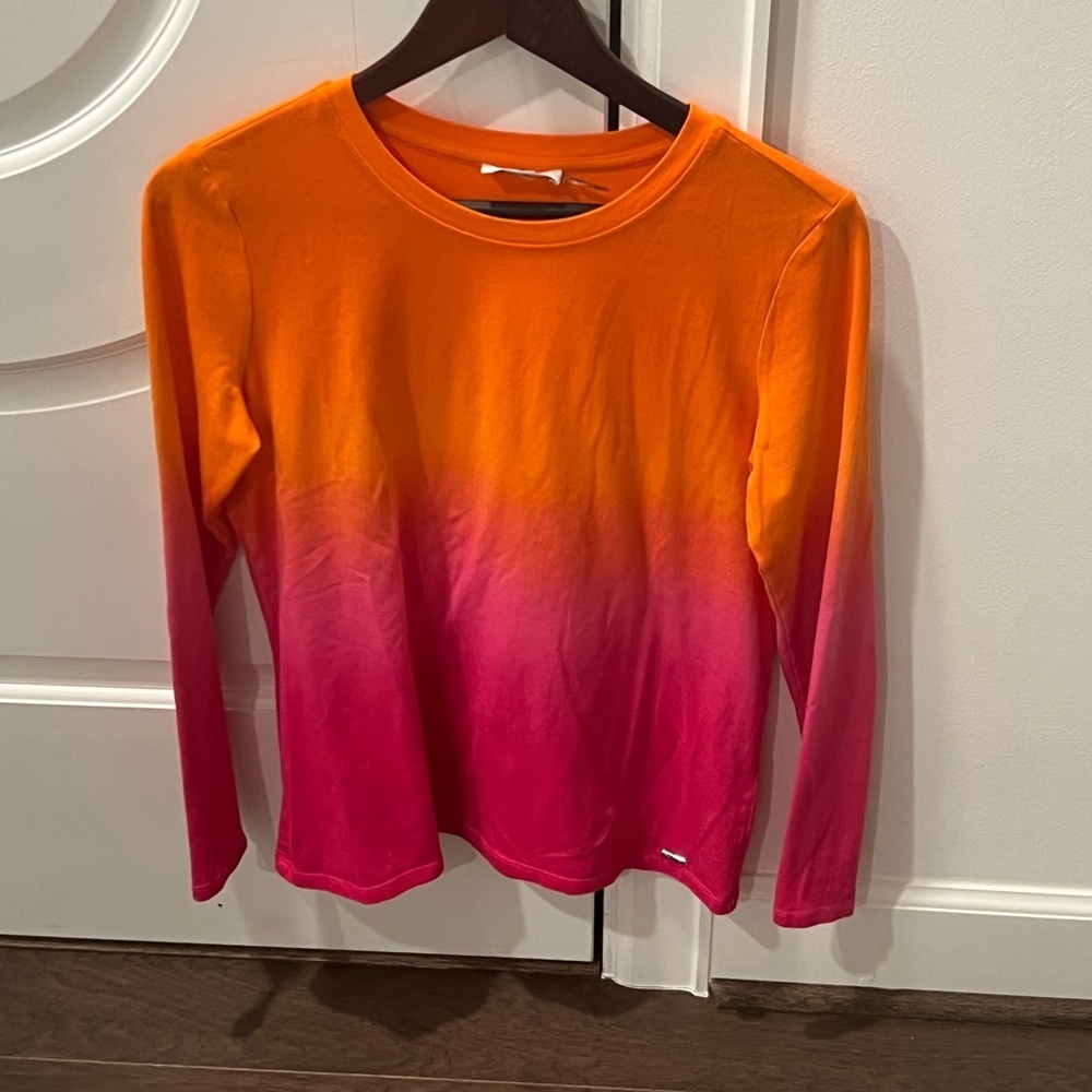Calvin Klein Orange and Pink Ombre Long Sleeve Tee